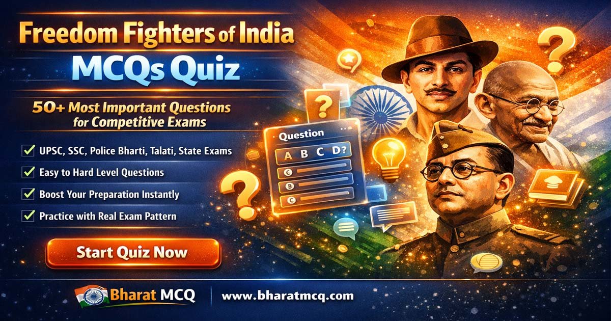 Freedom Fighters of India MCQs Quiz for Competitive Exams