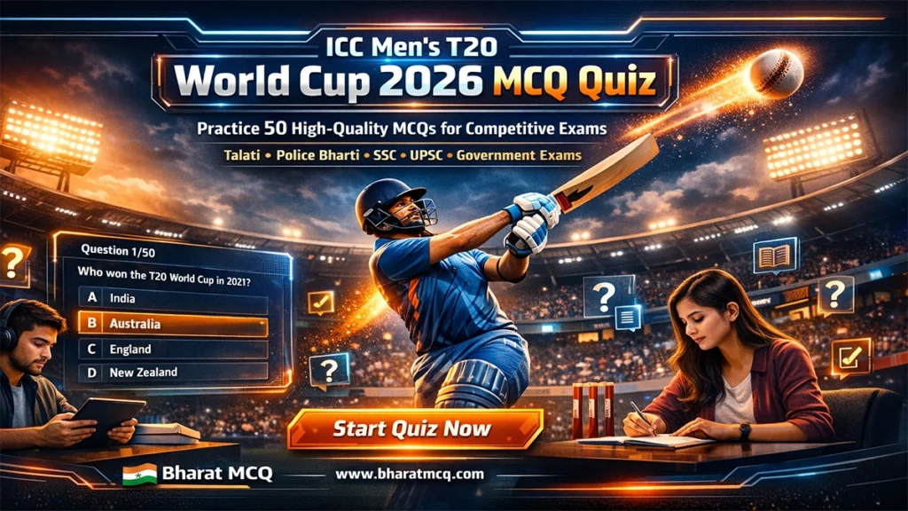 ICC Men's T20 World Cup 2026 MCQ Quiz for Competitive Exams