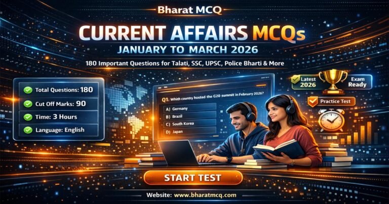 Current Affairs MCQs January to March 2026 | 180 MCQs