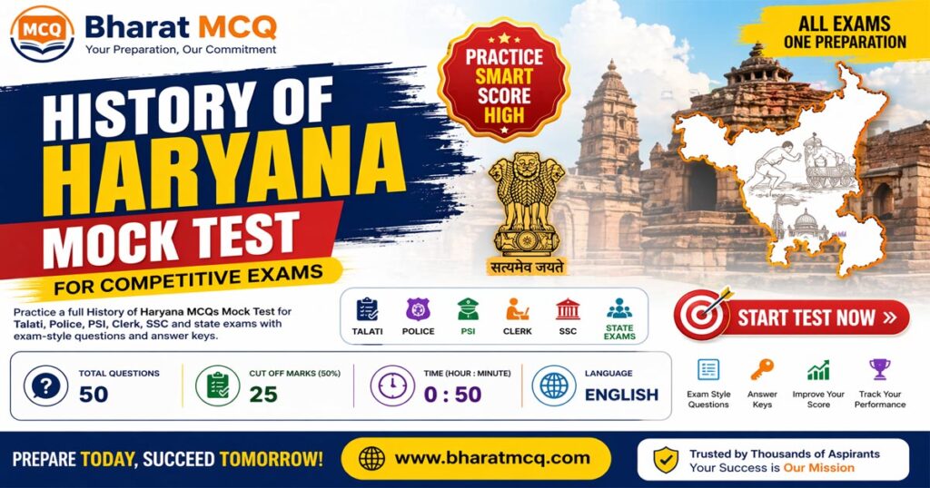 History Of Haryana MCQs Mock Test for Competitive Exams