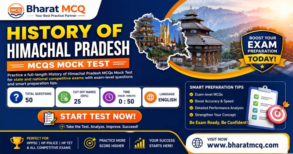 History of Himachal Pradesh MCQs Mock Test for Exams