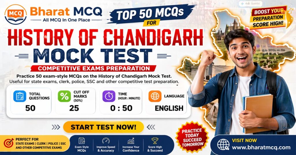 Top 50 MCQs For History of Chandigarh Mock Test Competitive Exams