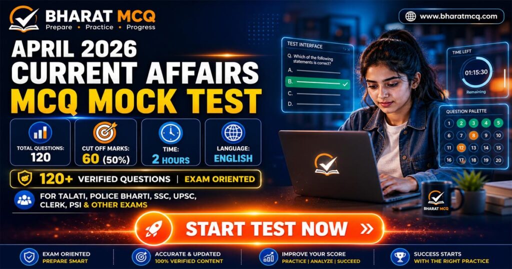 Top 120 April 2026 Current Affairs MCQs Competitive Exams Mock Test