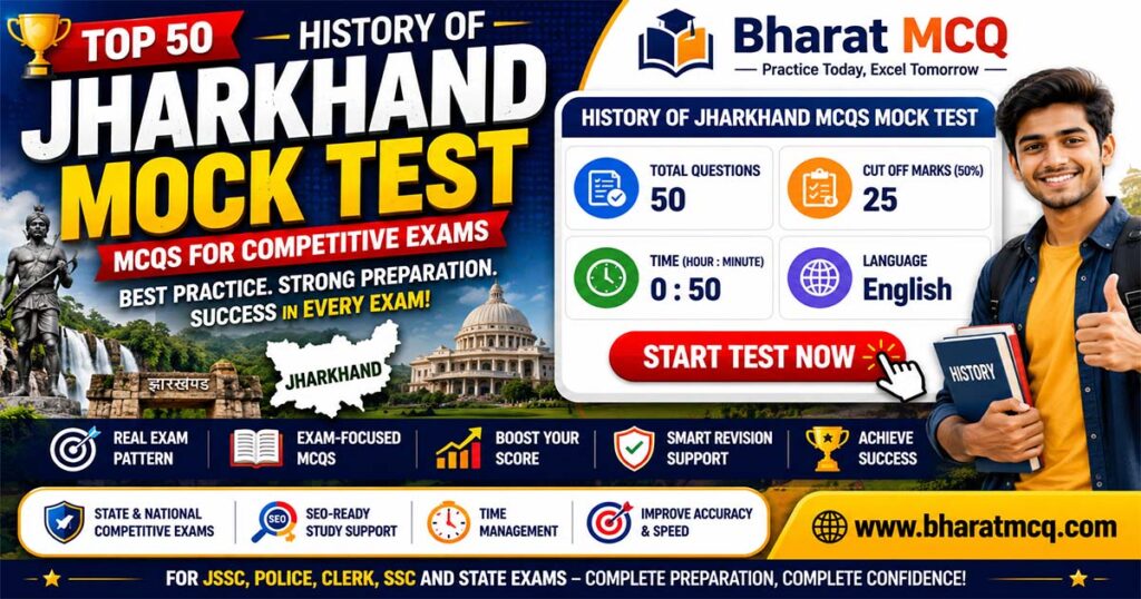 Top 50 History Of Jharkhand Mock Test MCQs for Competitive Exams
