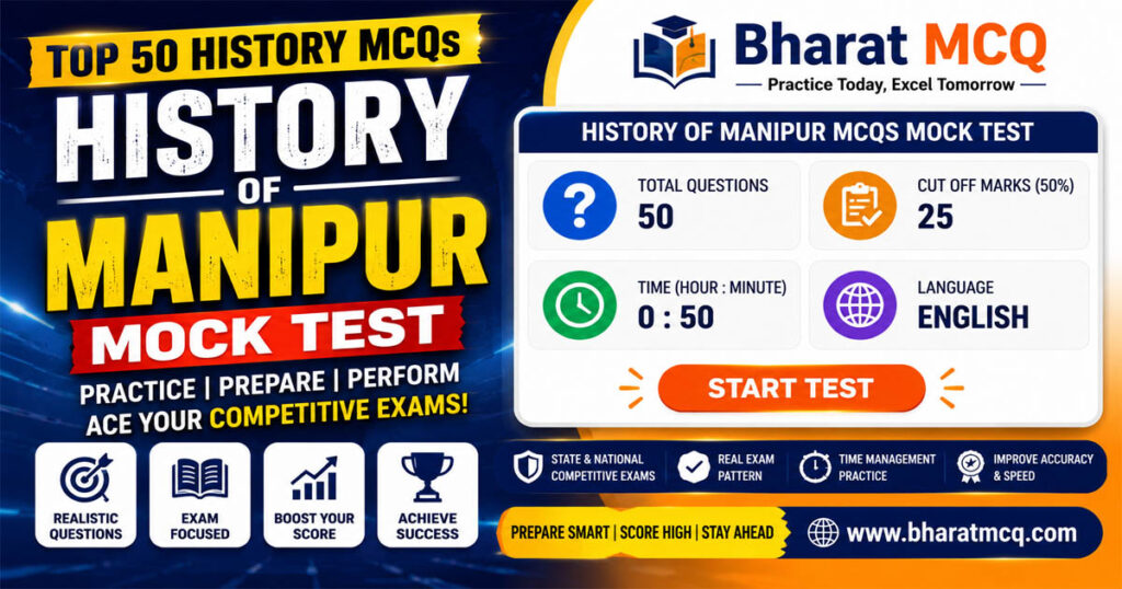 Top 50 History of Manipur MCQs Mock Test for Competitive Exams