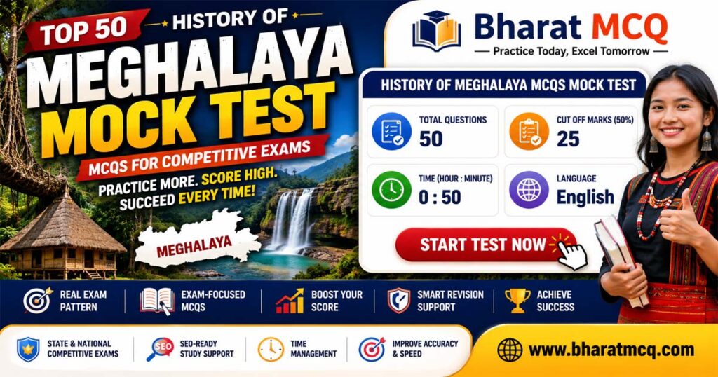 Top 50 History of Meghalaya Mock Test MCQs for Competitive Exams