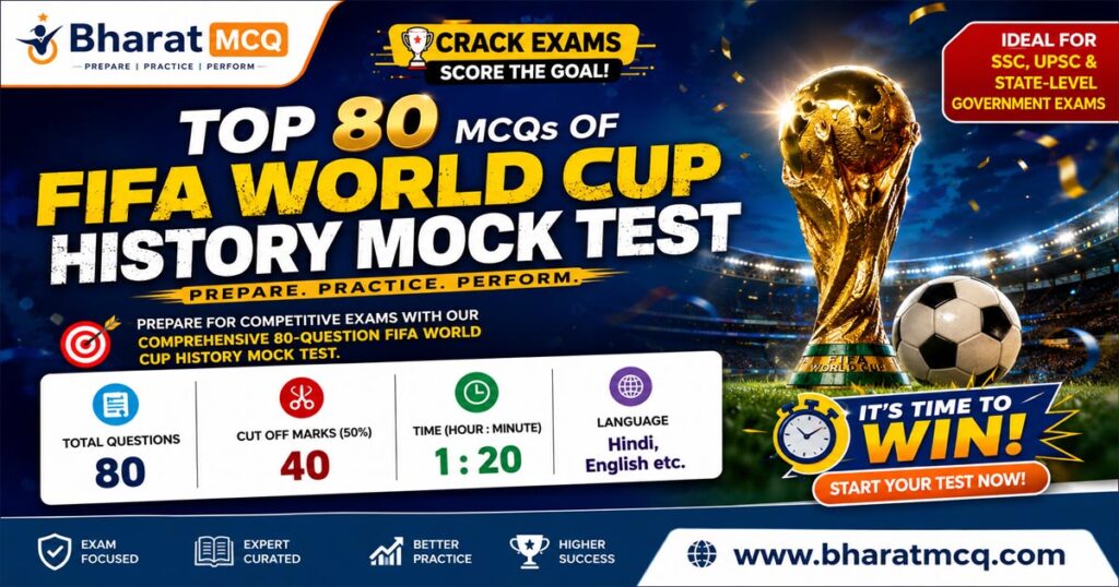 Top 80 MCQs Of FIFA World Cup History Mock Test for Competitive Exams