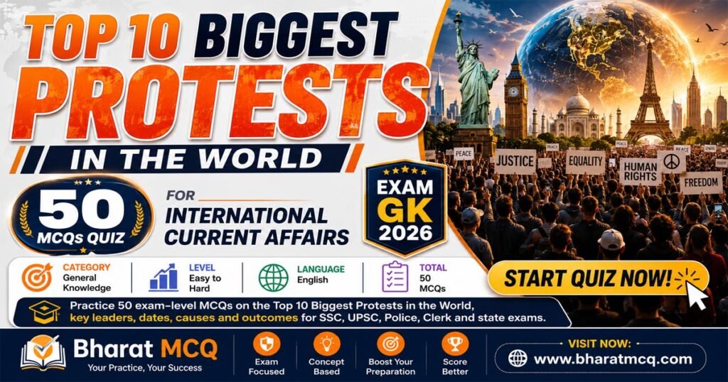 Top 10 Biggest Protests in the World 50 MCQs Quiz For International Current Affairs